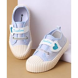 Cute Walk by Babyhug Velcro Closure Casual Shoes with Heart Sequin Detailing - Light Yellow
