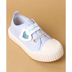 Cute Walk by Babyhug Velcro Closure Casual Shoes with Heart Sequin Detailing - Light Yellow