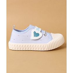 Cute Walk by Babyhug Velcro Closure Casual Shoes with Heart Sequin Detailing - Light Yellow