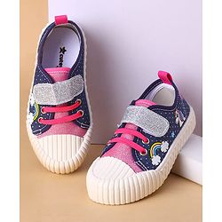 Cute Walk by Babyhug Velcro Closure Casual Shoes with Rainbow Theme Print - Navy Blue