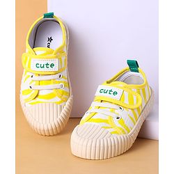Cute Walk by Babyhug Velcro Closure Casual Shoes With Text Print - Yellow