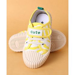 Cute Walk by Babyhug Velcro Closure Casual Shoes With Text Print - Yellow