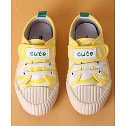 Cute Walk by Babyhug Velcro Closure Casual Shoes With Text Print - Yellow