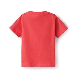 Babyhug Cotton Knit Half Sleeves Shorts Night Suit with Text & Stars Print - Red