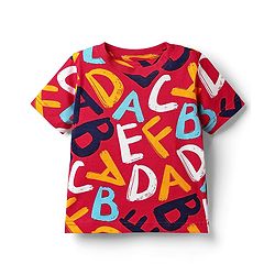Babyhug 100% Cotton Knit Half Sleeves Co-ords Shorts Night Suit with Alphabet Print - Red