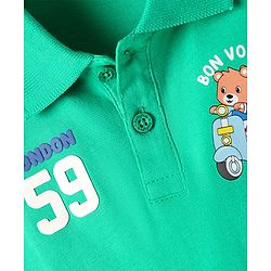 Babyhug 100% Cotton Knit Half Sleeves Animal Print Polo T-Shirt & Short Set - Green & Brown