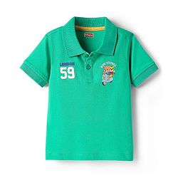 Babyhug 100% Cotton Knit Half Sleeves Animal Print Polo T-Shirt & Short Set - Green & Brown