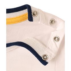 Babyhug Cotton Knit Half Sleeves T-Shirt & Shorts Set with Sports Theme Print & Patch Detailing - White & Blue