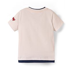 Babyhug Cotton Knit Half Sleeves T-Shirt & Shorts Set with Sports Theme Print & Patch Detailing - White & Blue