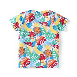 Babyhug Single Jersey Knit Half Sleeves T-Shirt & Shorts Set Toucan Print- White & Blue