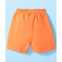Babyhug Single Jersey Knit Half Sleeves T-Shirt & Shorts Set With Beach Theme Print - White & Orange