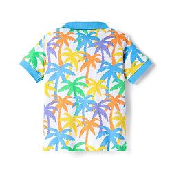 Babyhug 100% Cotton Knit Half Sleeves Tropical Theme Printed Polo T-Shirt & Short Set - Blue
