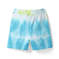Babyhug Single Jersey Knit Half Sleeves Tie & Dye T-Shirt & Shorts Set with Tropical Theme Print - Light Blue