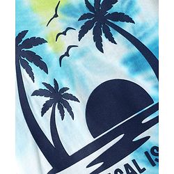 Babyhug Single Jersey Knit Half Sleeves Tie & Dye T-Shirt & Shorts Set with Tropical Theme Print - Light Blue