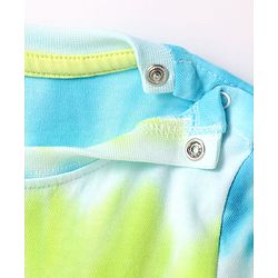 Babyhug Single Jersey Knit Half Sleeves Tie & Dye T-Shirt & Shorts Set with Tropical Theme Print - Light Blue