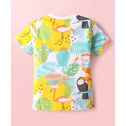 Babyhug Cotton Knit Half Sleeves Shorts Night Suit With Tropical Print - Multicolor