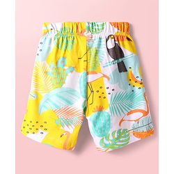 Babyhug Cotton Knit Half Sleeves Shorts Night Suit With Tropical Print - Multicolor