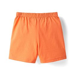 Babyhug 100% Cotton Single Jersey Knit Sleevelss Sando & Shorts Set With Stripes - Orange & Yellow