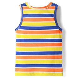 Babyhug 100% Cotton Single Jersey Knit Sleevelss Sando & Shorts Set With Stripes - Orange & Yellow