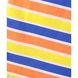 Babyhug 100% Cotton Single Jersey Knit Sleevelss Sando & Shorts Set With Stripes - Orange & Yellow