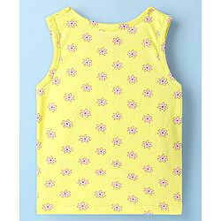Babyhug 100% Cotton Single Jersey Knit Sleeveless Sando & Shorts Set With Floral & Polka Dots Print - Yellow & Pink