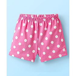Babyhug 100% Cotton Single Jersey Knit Sleeveless Sando & Shorts Set With Floral & Polka Dots Print - Yellow & Pink