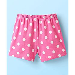 Babyhug 100% Cotton Single Jersey Knit Sleeveless Sando & Shorts Set With Floral & Polka Dots Print - Yellow & Pink