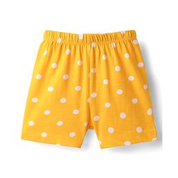 Babyhug 100% Cotton Single Jersey Knit Sando & Shorts Set With Floral & Polka Dots Print - Pink & Yellow