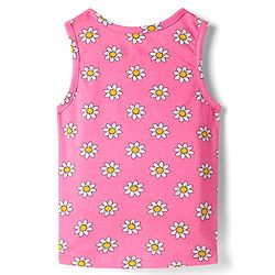 Babyhug 100% Cotton Single Jersey Knit Sando & Shorts Set With Floral & Polka Dots Print - Pink & Yellow
