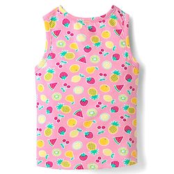 Babyhug 100% Cotton Single Jersey Knit Sando & Shorts Set With Fruit Print - Pink