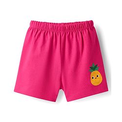 Babyhug 100% Cotton Single Jersey Knit Sando & Shorts Set With Fruit Print - Pink