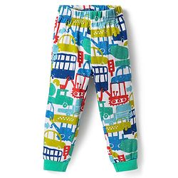Babyhug Cotton Knit Half Sleeves Co-ords Night Suit with Vehicle Print - Light Green