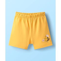 Babyhug 100% Cotton Single Jersey Knit Sando & Shorts Set With Floral Print - White & Yellow