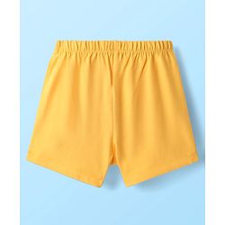 Babyhug 100% Cotton Single Jersey Knit Sando & Shorts Set With Floral Print - White & Yellow