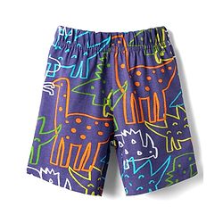 Babyhug Cotton Knit Half Sleeves Shorts Co-ord Night Suit With Dino Print - Purple