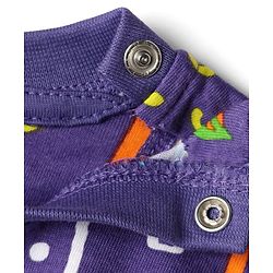 Babyhug Cotton Knit Half Sleeves Shorts Co-ord Night Suit With Dino Print - Purple