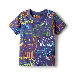 Babyhug Cotton Knit Half Sleeves Shorts Co-ord Night Suit With Dino Print - Purple