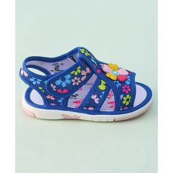 Cute Walk by Babyhug Sandals with Velcro Closure & Floral Applique - Blue