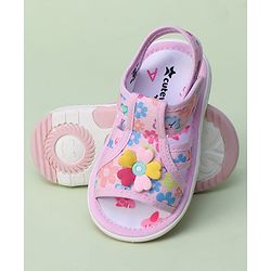 Cute Walk by Babyhug Sandals with Velcro Closure & Floral Applique - Blue