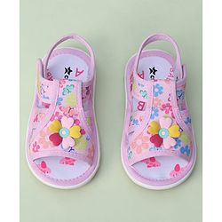 Cute Walk by Babyhug Sandals with Velcro Closure & Floral Applique - Blue
