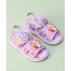 Cute Walk by Babyhug Sandals with Velcro Closure & Floral Applique - Blue