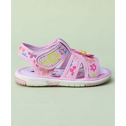 Cute Walk by Babyhug Sandals with Velcro Closure & Floral Applique - Blue