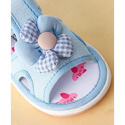 Cute Walk by Babyhug Printed Sandals With Velcro Closure & Floral Applique - Light Blue