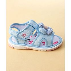 Cute Walk by Babyhug Printed Sandals With Velcro Closure & Floral Applique - Light Blue