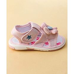 Cute Walk by Babyhug Printed Sandals With Velcro Closure & Floral Applique - Light Blue