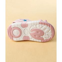 Cute Walk by Babyhug Printed Sandals With Velcro Closure & Floral Applique - Light Blue