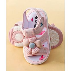 Cute Walk by Babyhug Printed Sandals With Velcro Closure & Floral Applique - Light Blue
