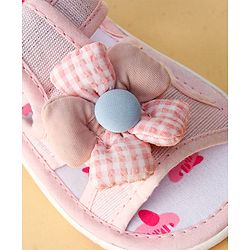 Cute Walk by Babyhug Printed Sandals With Velcro Closure & Floral Applique - Light Blue