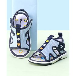 Cute Walk by Babyhug Animal Printed Sandals With Velcro Closure - Blue
