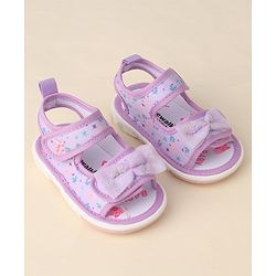 Cute Walk by Babyhug Sandals with Velcro Closure Floral Print & Bow Applique - Pink